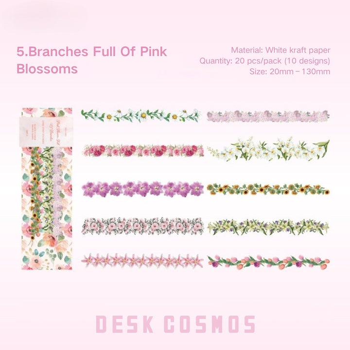Mountain Wild Flower Branches Series Branches Full Of Pink Blossoms Stickers