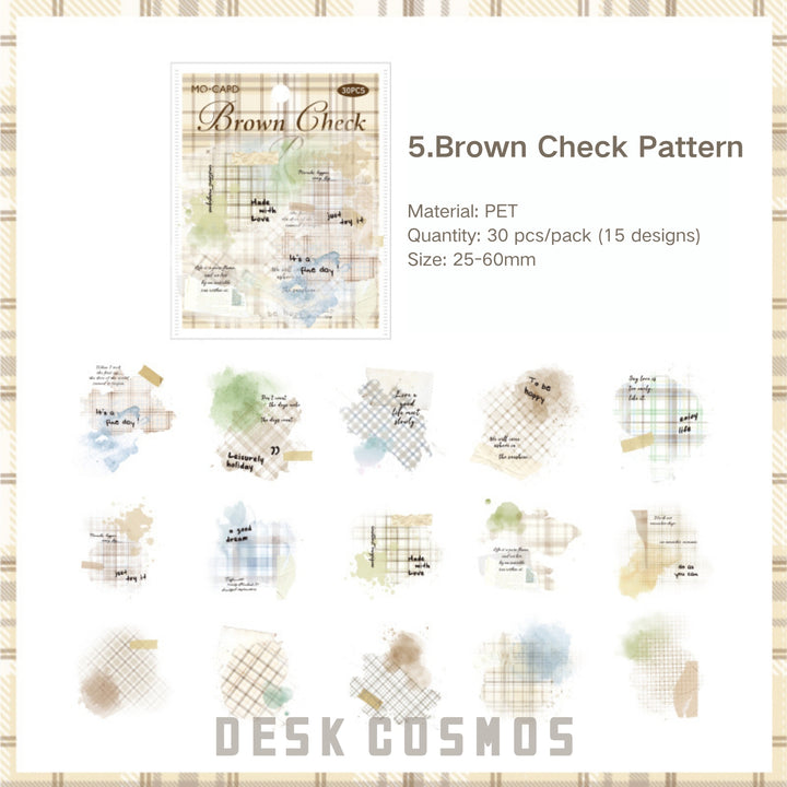 Colorful Plaid Paving Series Cute Stickers Suitable for Scrapbook