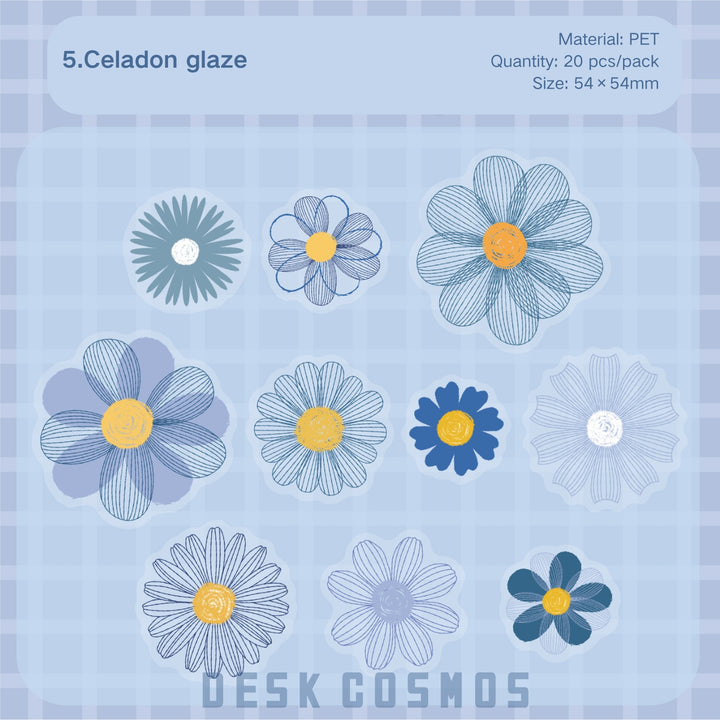 Romantic Daisy Flower PET Stickers - Desk Cosmos
