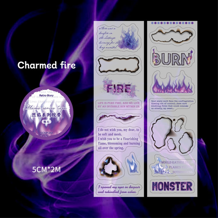 Flame Series PET Tapes Text DIY Creative