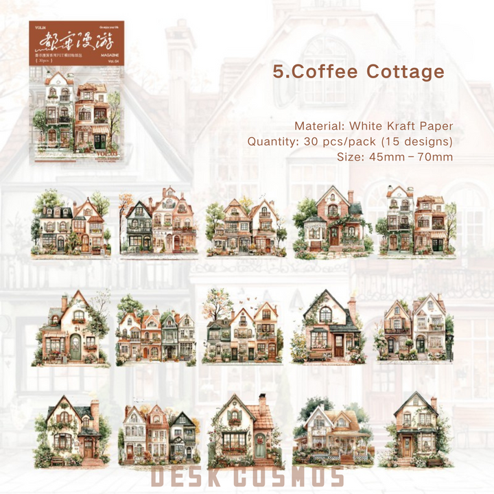 City Roaming Series Coffee House Style City Stickers