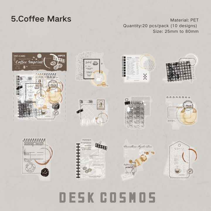 Misty Trace PET Stickers Border Coffee Lace Planner Use