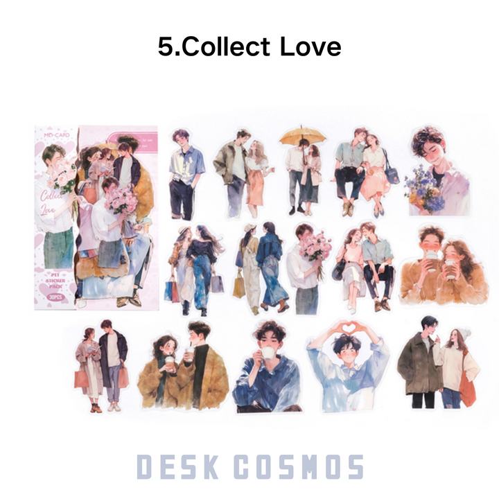 Happy Live Series Collect Love Female Character Love Romance Scrapbook Stickers Flower Stickers