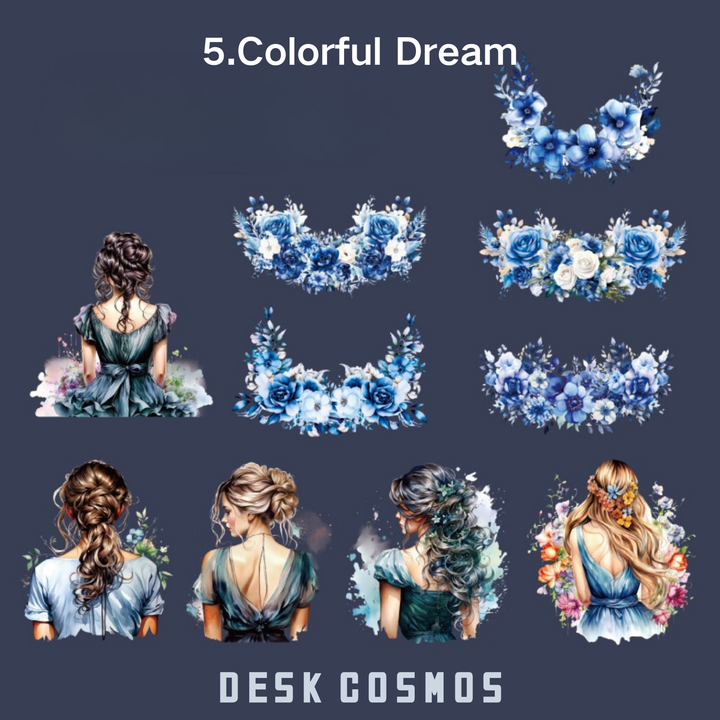 Dreamy Girl Silhouette Stickers - Colorful Dream Girl