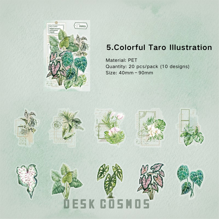 Green Plant Workshop Colorful Taro Illustration Transparent Stickers