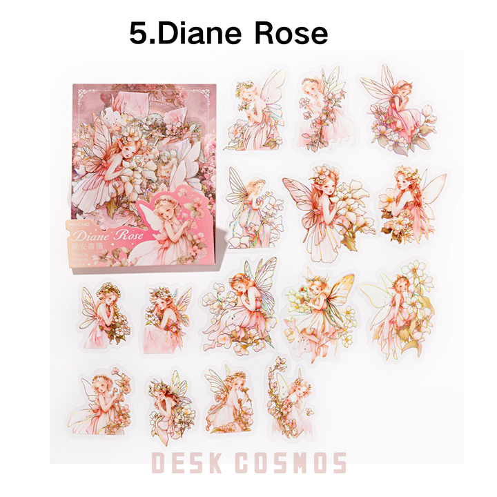 Diane Rose Series 3D Foil Stickers with Romantic Floral Elements Detail