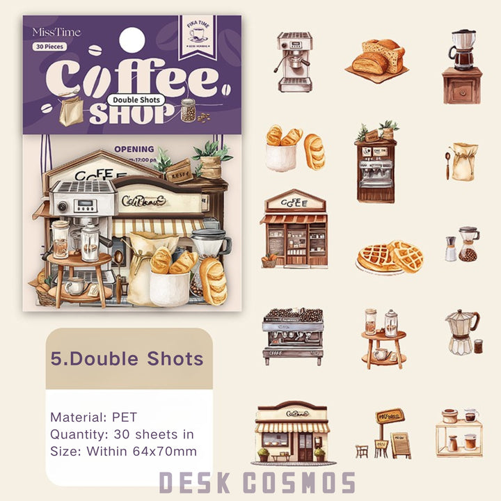 Cafe Shop Series PET Sticker Ideal For Collage
