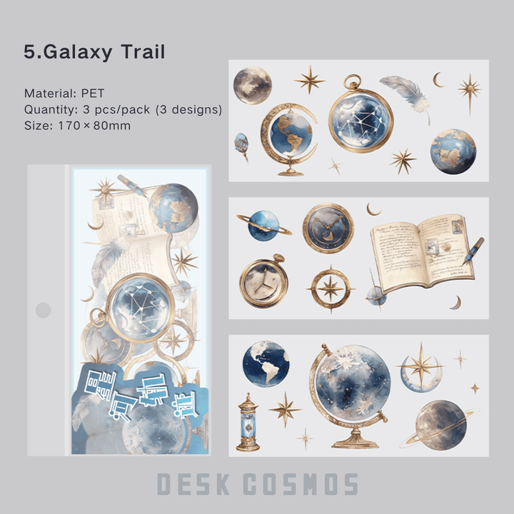 Time Notes Galaxy Path PET Stickers Cosmic Retro