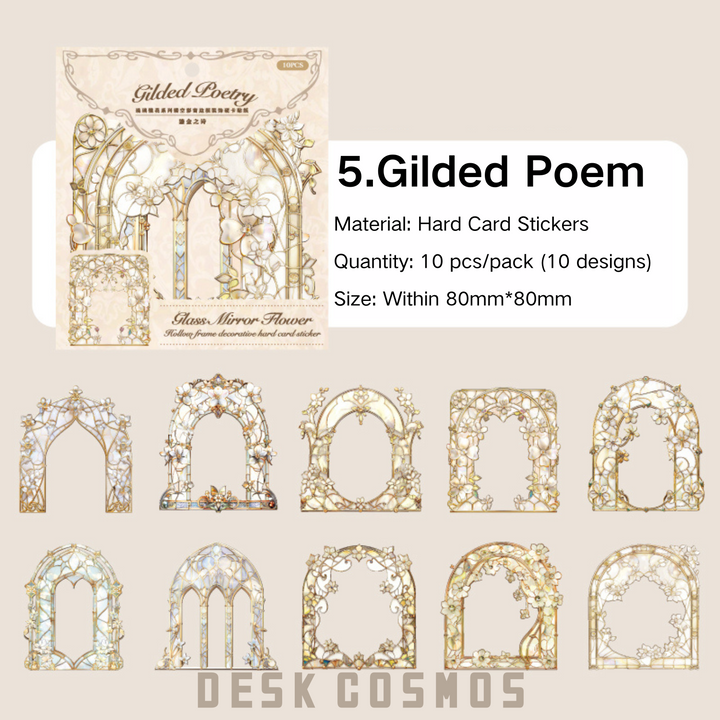 Travel Time Gilded Poetry Floral Window Border Stickers Retro Design