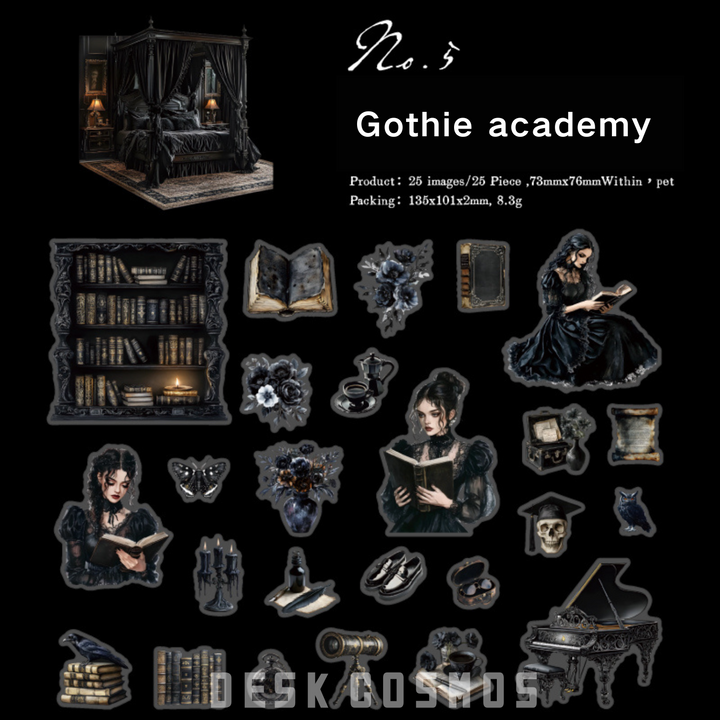 Black world Girl Goth Academy Retro Gothic Stickers