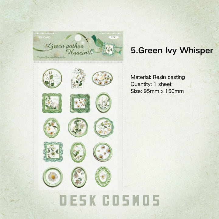 Garden Flowers Wax Seal Epoxy Stickers - Desk Cosmos