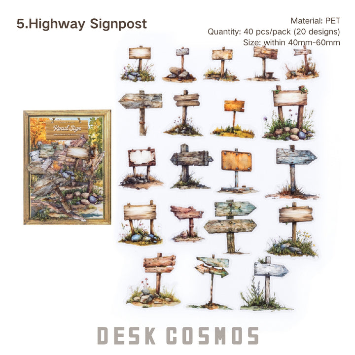 Vintage Signpost Scenery Journal Stickers For Handmade Journals