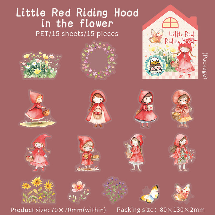 The Story of Little Red Riding Hood PET Stickers Character Theme for Journal Lovers