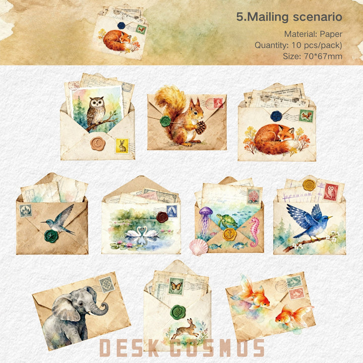 Vintage Letter Stickers – Butterfly, Feather, Leaf, Flower - Desk Cosmos