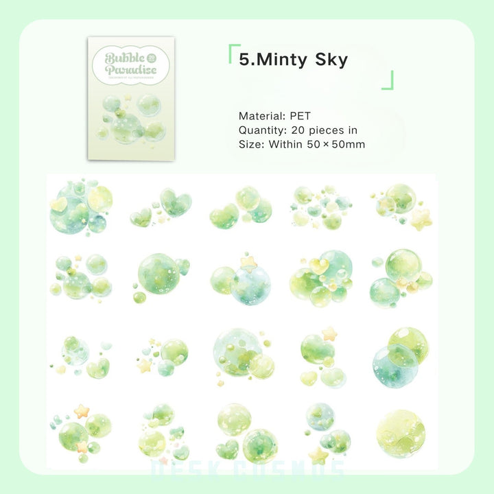Dream Bubble Series Minty Clear Sky fresh transparent journal elements