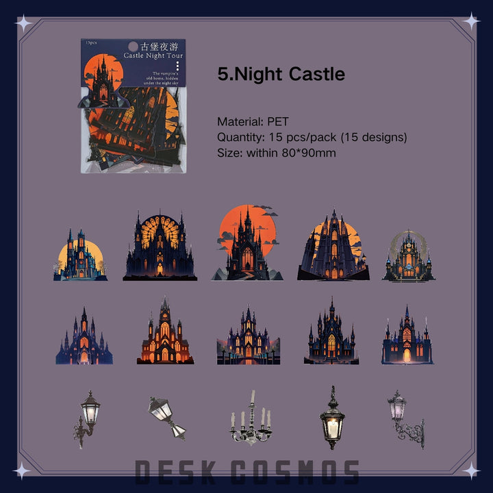Gothic Castle Clock Tombstone Tarot Stickers Creative Tape Suitable For Personalized Decoration