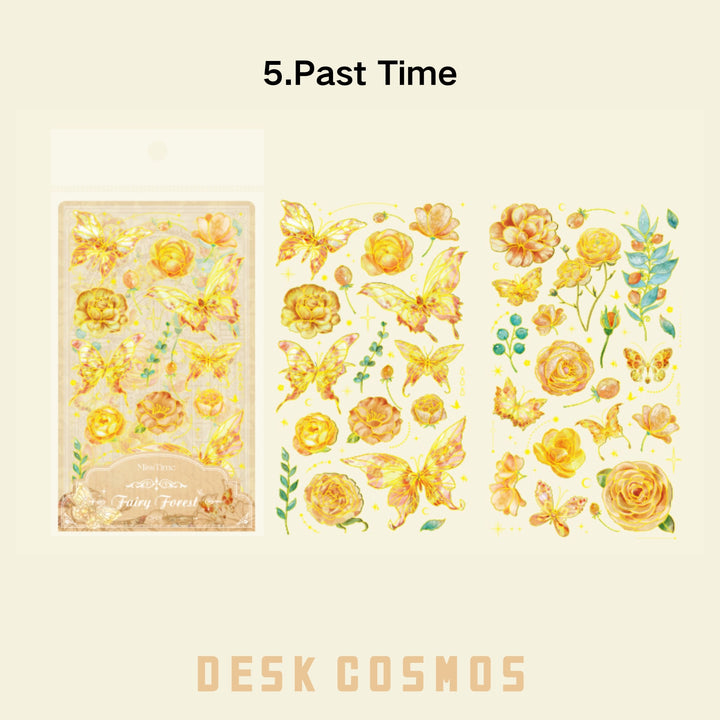 Butterfly dance flying flower Past Time retro memory stickers