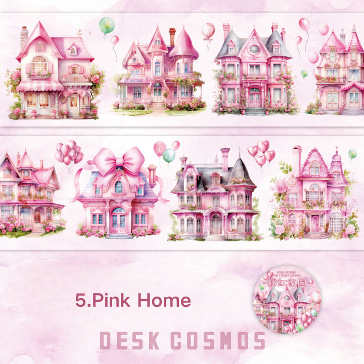 A Windy Street Corner Pink Home City Streets Architecture Theme