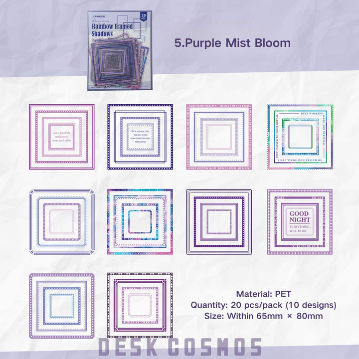 Rainbow Frame Border PET Stickers - Desk Cosmos