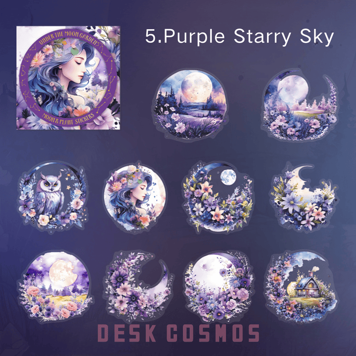 Under the Moon Garden Purple Starry Sky Floral Magic Theme