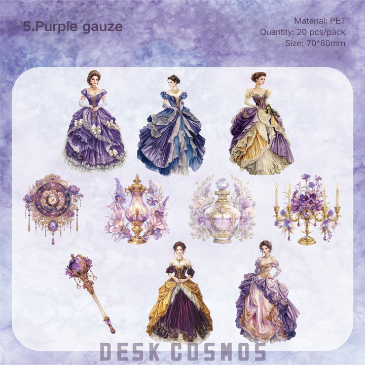 Elegant Court Dress Girl PET Stickers Fashion Design
