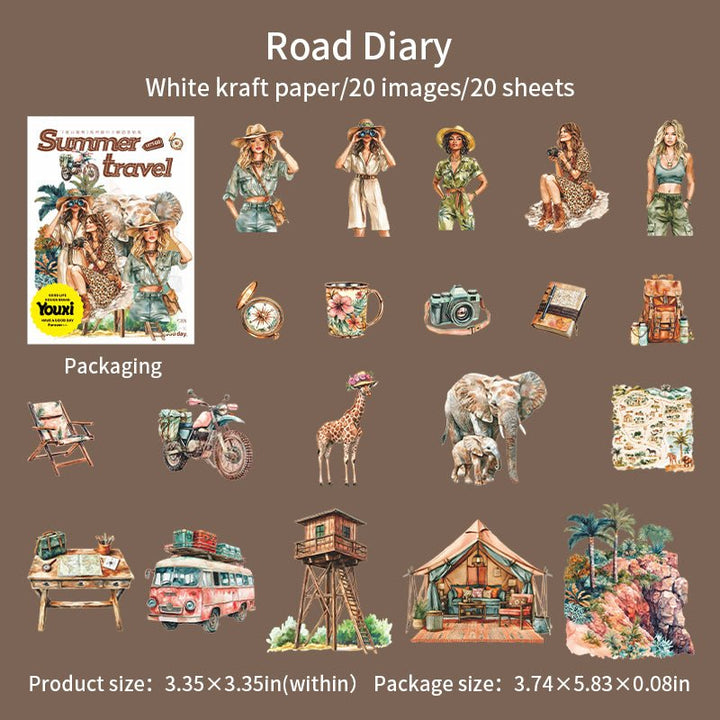 Summer Travel Journal Supplies Characters for Collage