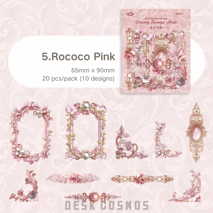 Romantic Pink Baroque Stickers for Handcrafts