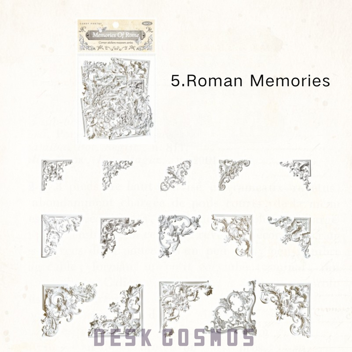 Corner Museum Series Roman Memory Vintage Floral Border Sticker