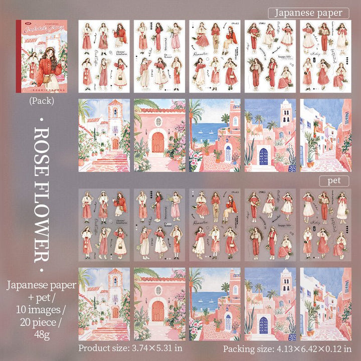 Pleasant Journey Rose Blossom Dawn Stickers Girl Collage Aesthetic