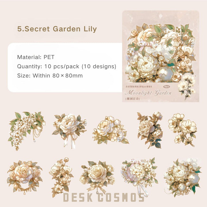 PET Moonlight Garden Stickers for Personalized Journaling