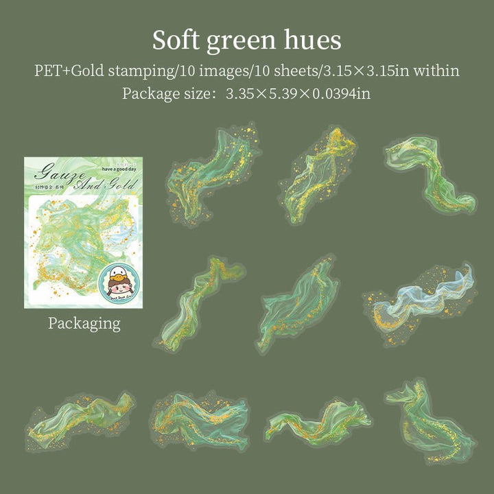 Gauze And Gold PET Stickers Romantic Watercolor For Personalized Crafts