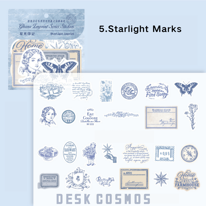 Ghana Imprint Series Starlight Imprint Retro Stamps Stickers