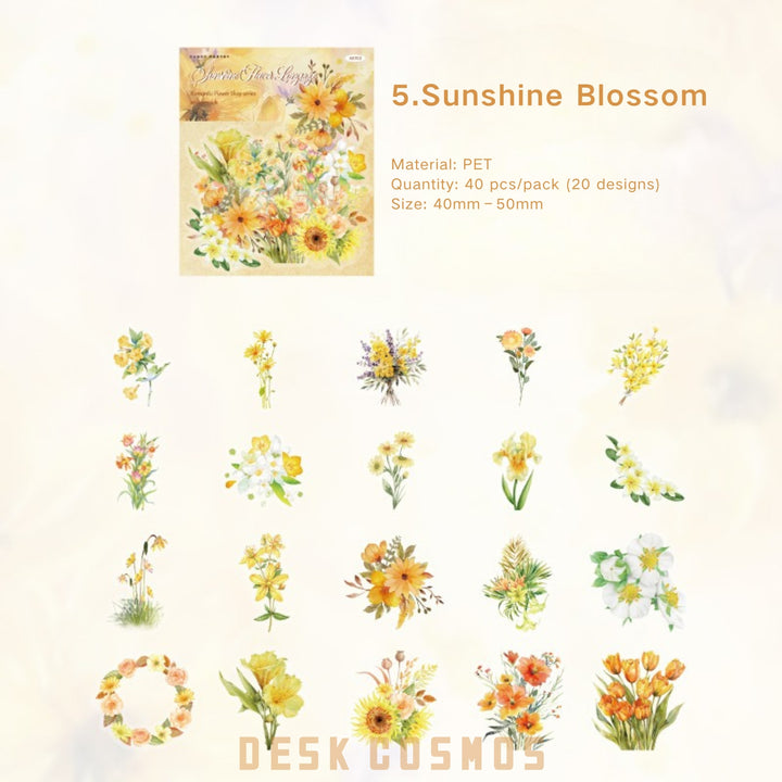 Romantic Flower Shop Sunshine Blossom PET Stickers Light