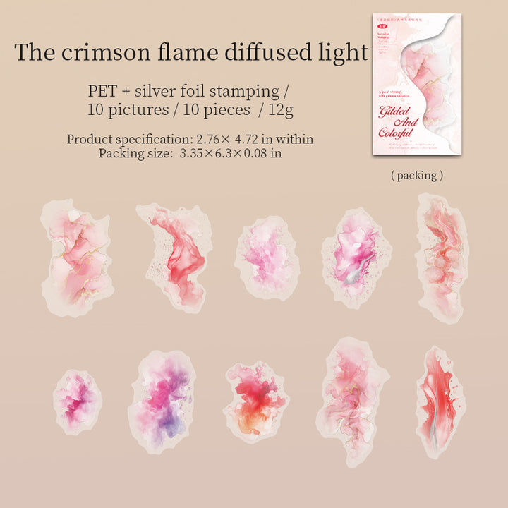 Watercolor PET Stickers Gilded and Resplendent Layering Element