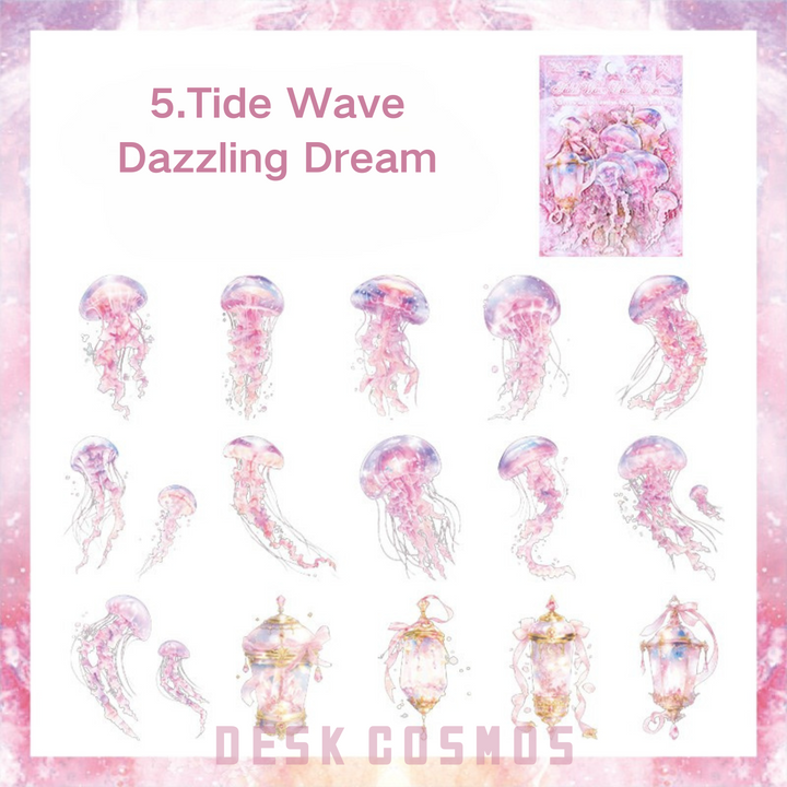 Ocean Waltz Series Dream Wave Jellyfish Stickers Marine Aesthetic Art