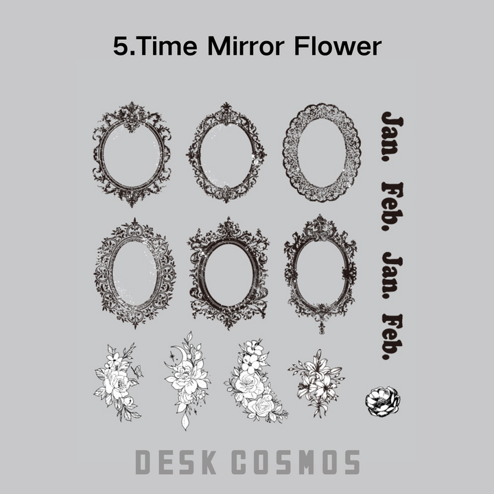 Garden of Flowers Time Mirror Flower Lace Stickers Floral Gothic