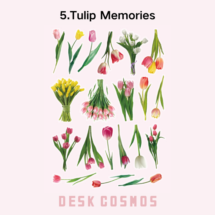 Romantic Language Tulip Memory Flower Sticker Nature Background