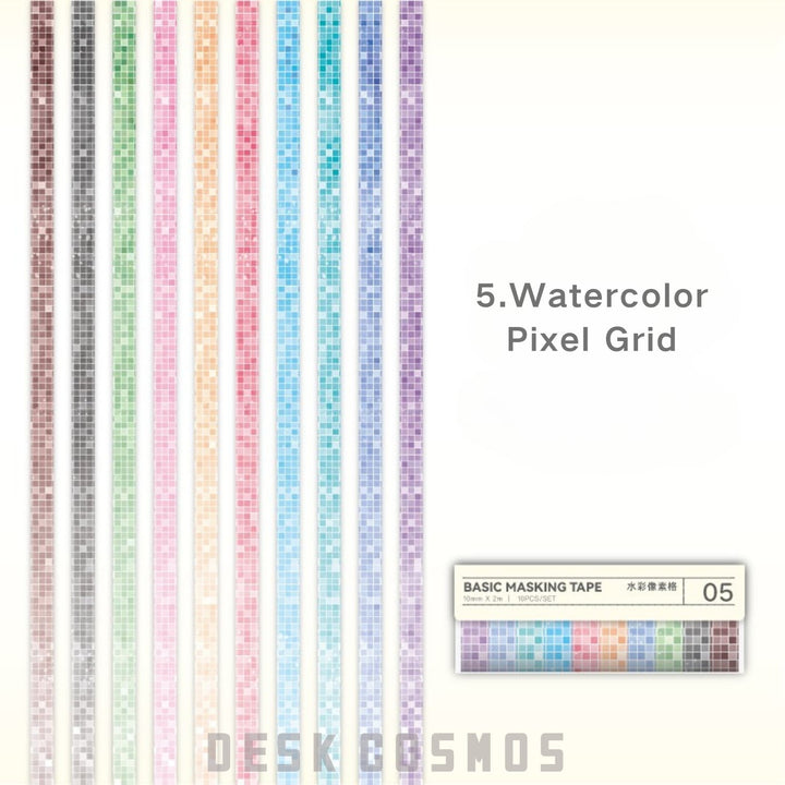 Basic Style Washi Tapes Watercolor Pixel Grid Backgrounds