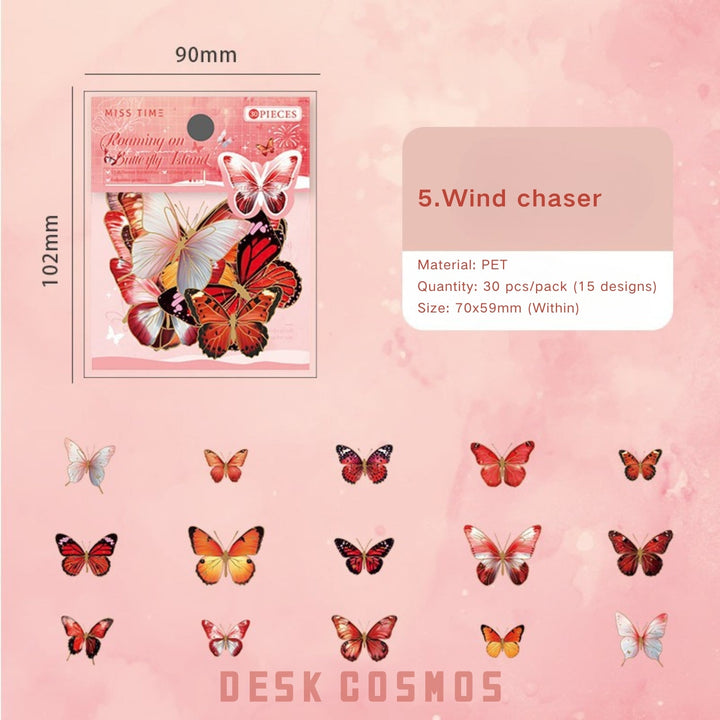 Roaming on Butterfly Island Romantic PET Stickers For Personalized Decoration