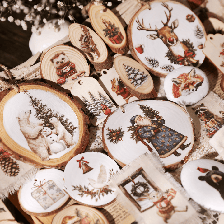 Christmas Santa Animal Transfer Stickers - Desk Cosmos