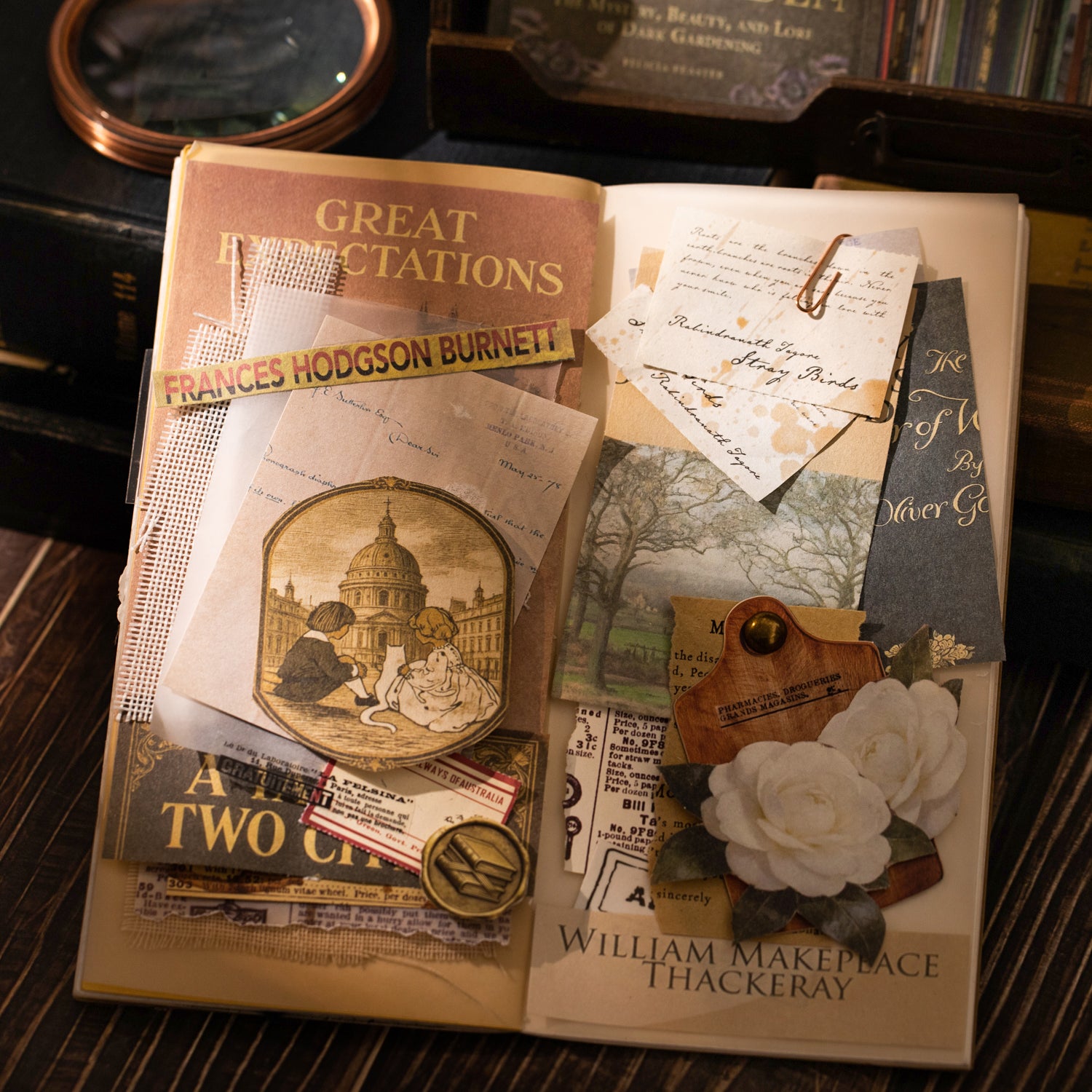 Old Book Cover Vintage Scrapbook Paper - Desk Cosmos