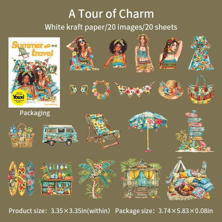 Summer Travel Stickers Adventure Scene Pieces