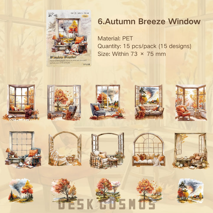 Window Scenery Weather PET Stickers - Desk Cosmos