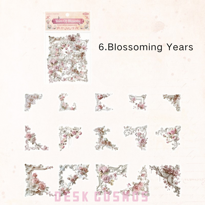 Corner Museum Series Blooming Years Romantic Floral Border Sticker