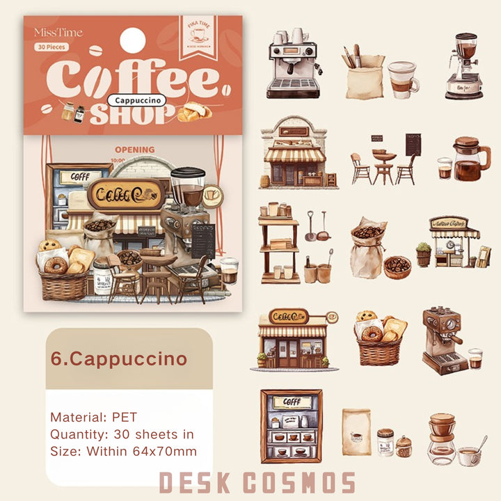 Cafe Shop Series PET Sticker Suitable For Junk Journal