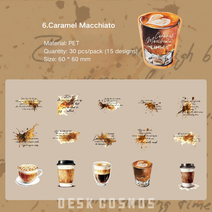 Coffee Freedom Series PET Stickers Coffee Theme Suitable For Collage