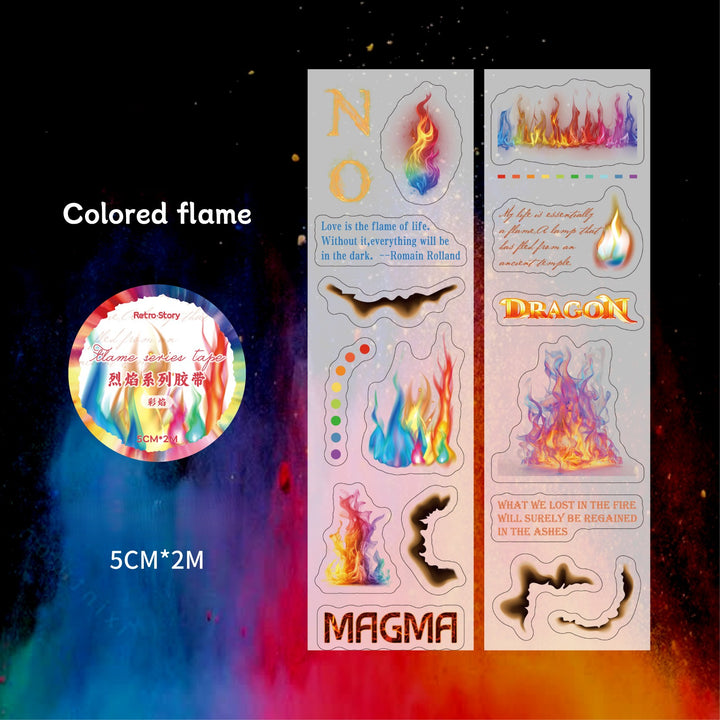 Flame Series Text PET Tapes Minimalist Style