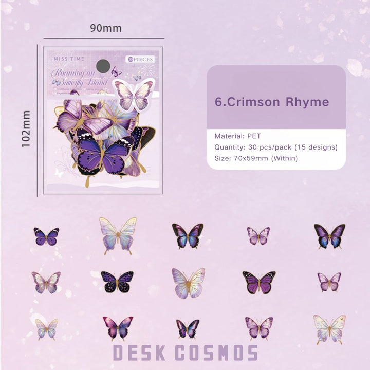 Roaming on Butterfly Island Stickers For Nature Style Junk Journal