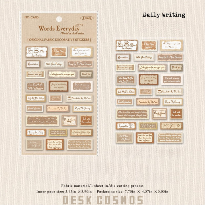 Cloth Stickers Words on Cloth Moodboard Paper Piece