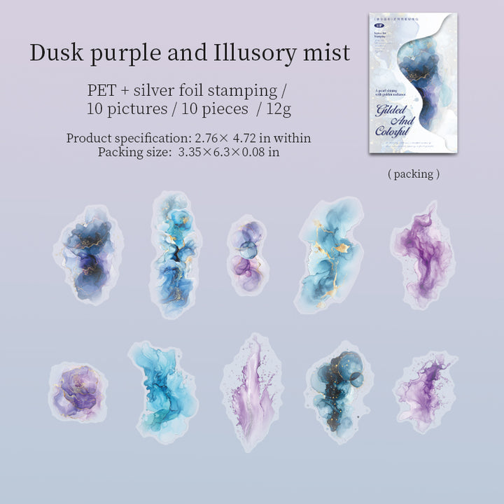 Watercolor PET Stickers Gilded and Resplendent Daily Planner Use